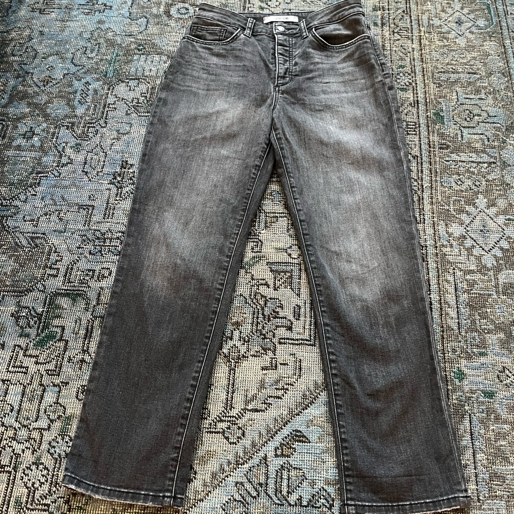 Joe’s Denim Cropped High Waist Washed Black Grey Charcoal Jeans, 25